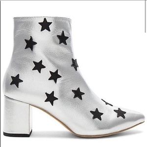 NEW RAYE silver metallic star ankle booties